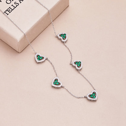 Sparkling Five Heart Necklace