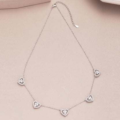 Sparkling Five Heart Necklace