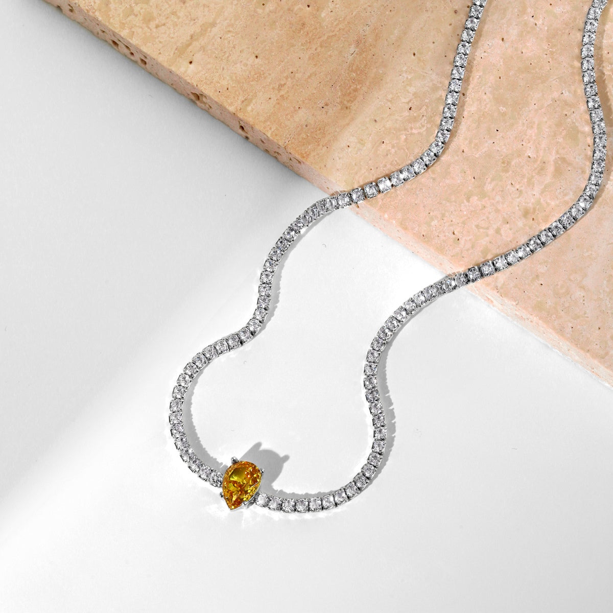 1.0 carat Unique Pear Cut Tennis Necklace