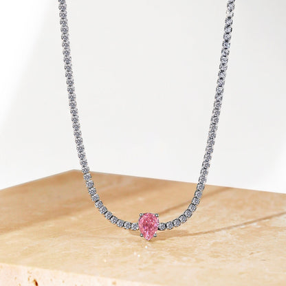 1.0 carat Unique Pear Cut Tennis Necklace