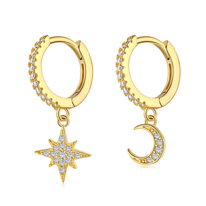 Star and Moon Asymmetric Earrings