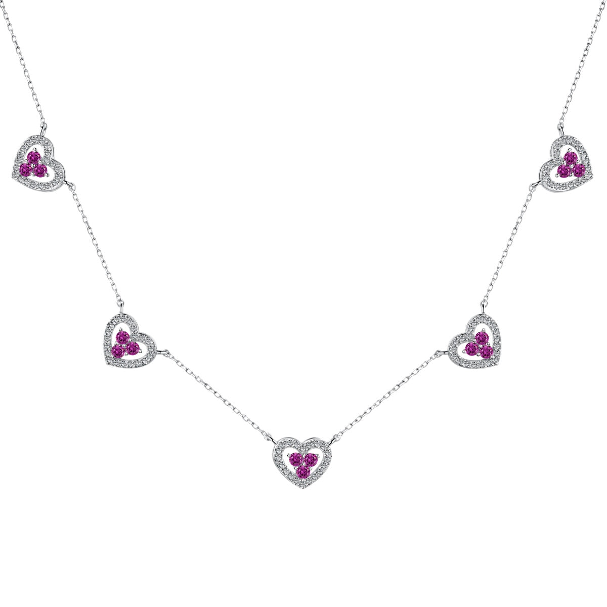 Sparkling Five Heart Necklace