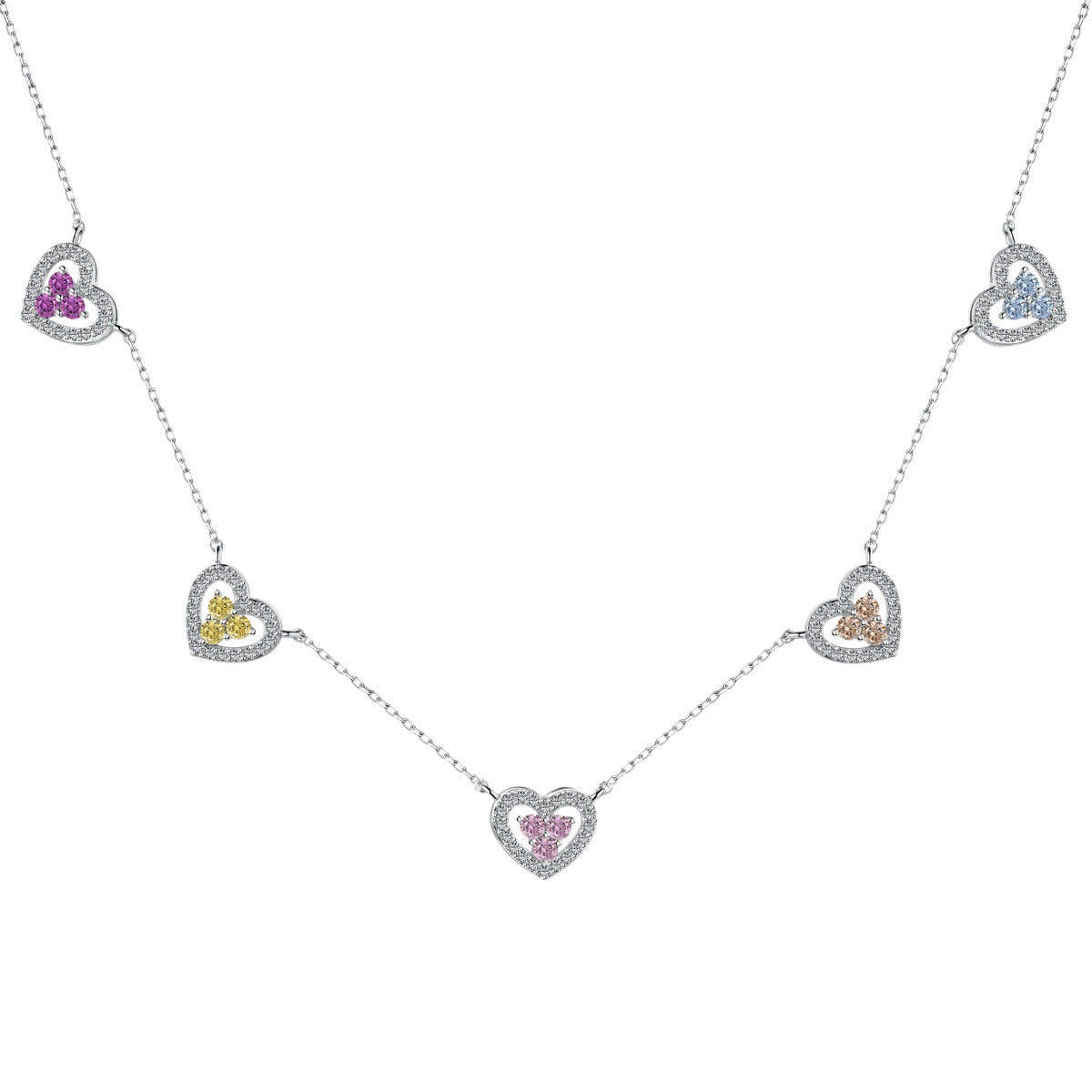 Sparkling Five Heart Necklace