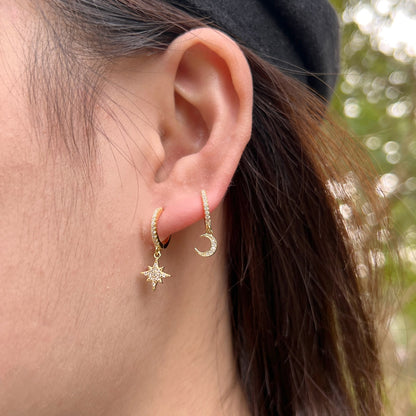 Star and Moon Asymmetric Earrings