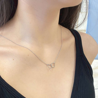 Sterling Silver Love Double Ring Necklace