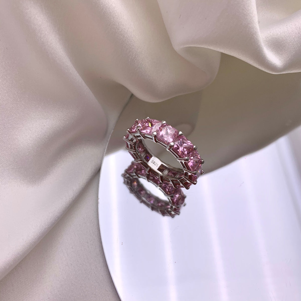 Elegant Princess Cut Tennis Ring