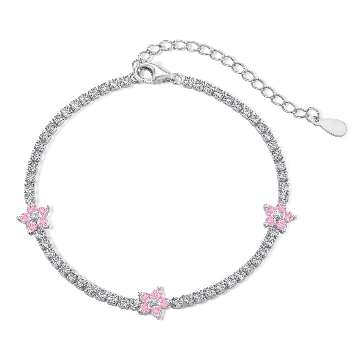 Sparkling Flower Shape Tennis Bracelet