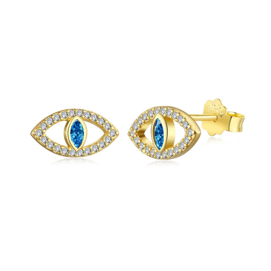 Blue Devil Eyes Hollow Stud Earrings