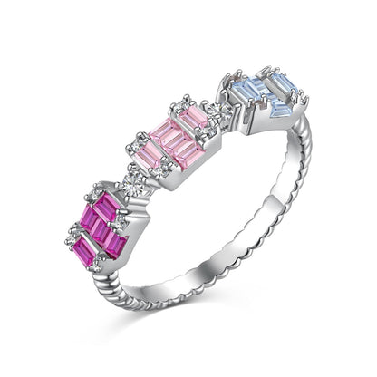 Unique Colorful Emerald Cut Party Ring